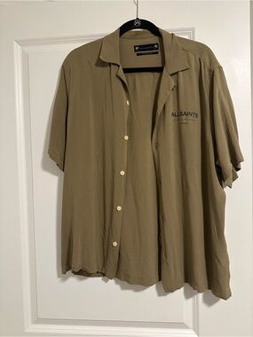 All Saints Army Green Button-down short sleeve Men’s Shirt. Size Medium